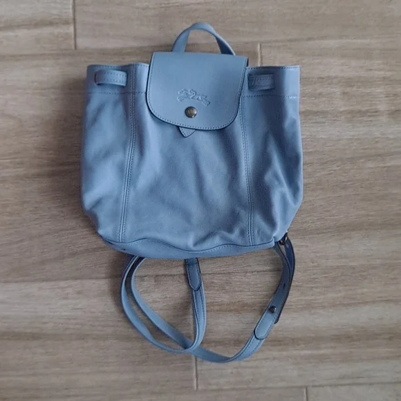 longchamp le pliage cuir light blue backpack LONGCHAMP LONGCHAMP Le Pliage Cuir XS Backpack PILOT BLUE | main image 2
